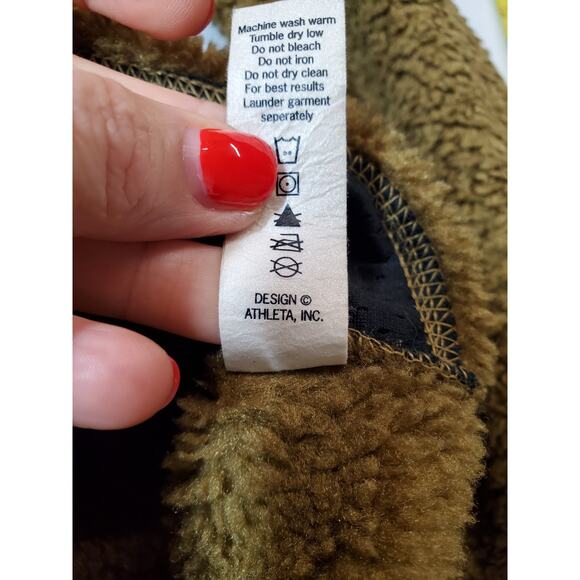 ATHLETA‎ Womens Small Jacket TEDDY COAT Full Zip Fleece Comfy Pockets Brown - Picture 6 of 10